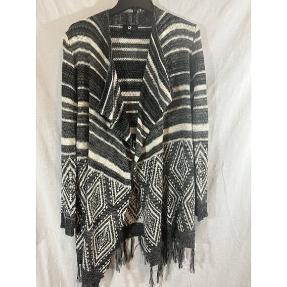 Iz Byer Women's Large Long Sleeve Knit Gray Long Open Cartigan - Picture 1 of 10